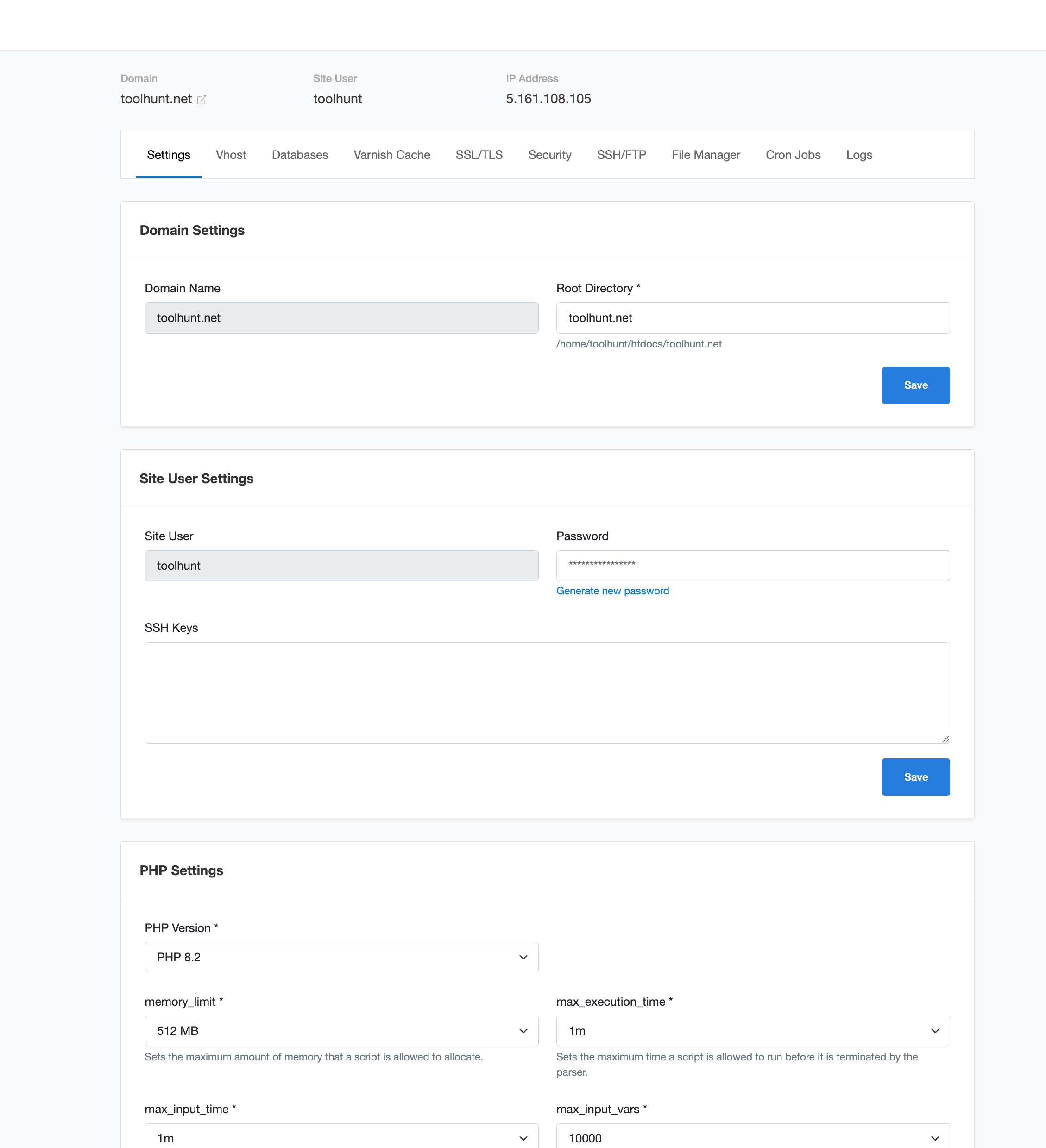 CloudPanel Interface