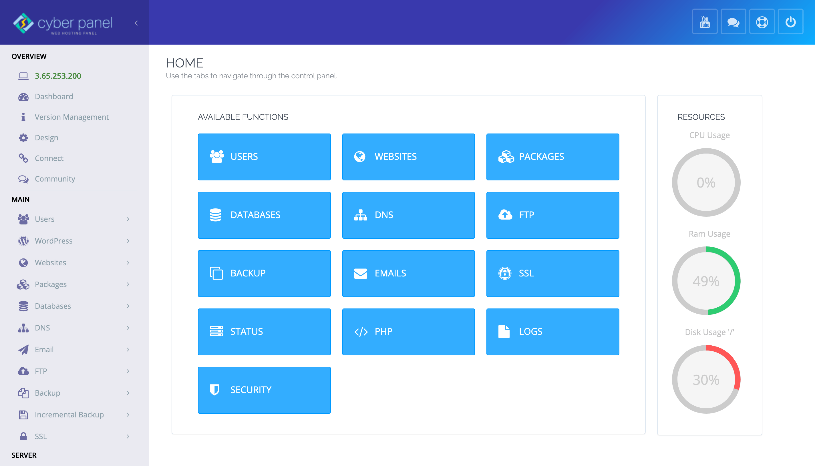 CyberPanel Interface