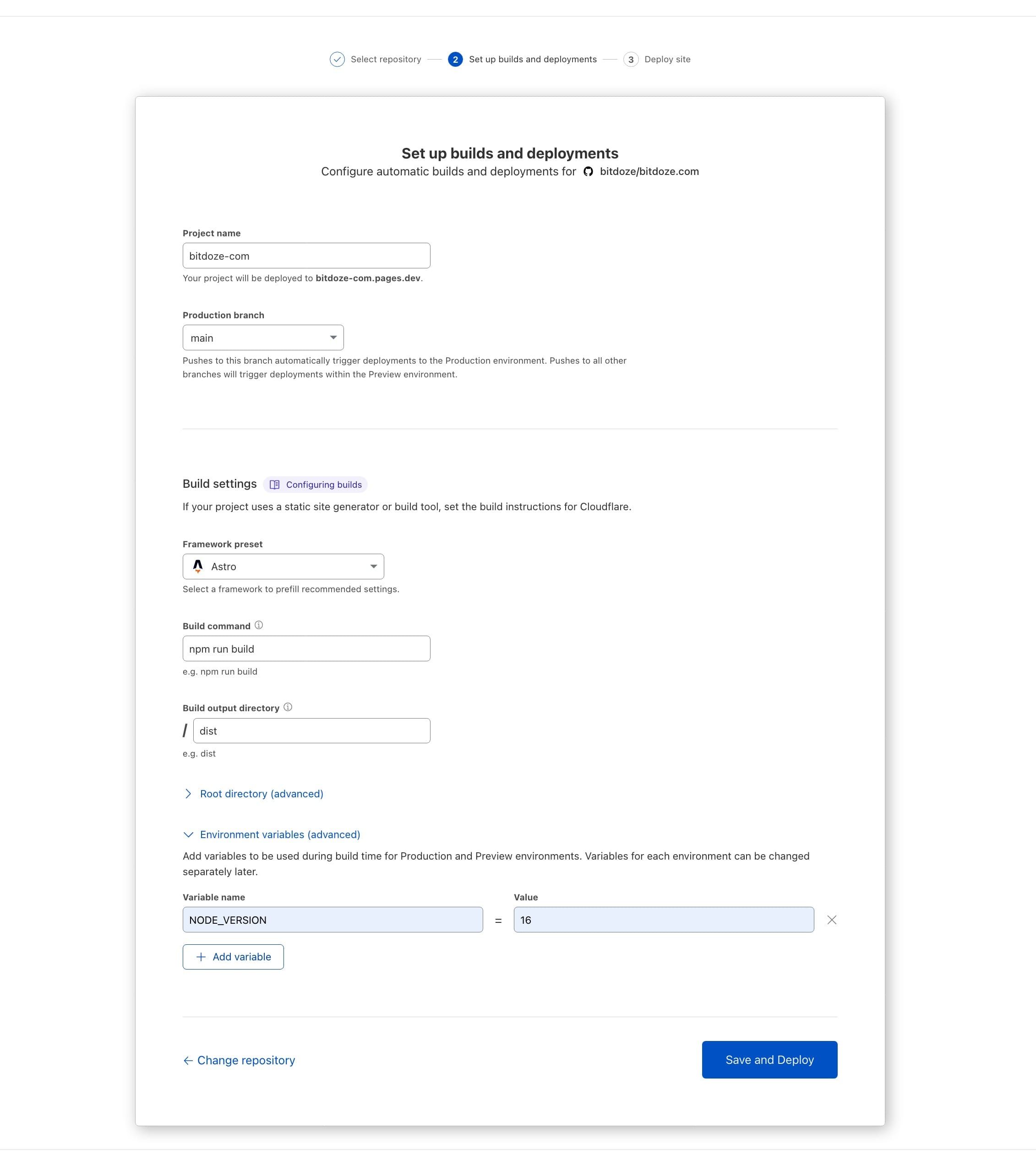 Cloudflare Astro Deploy