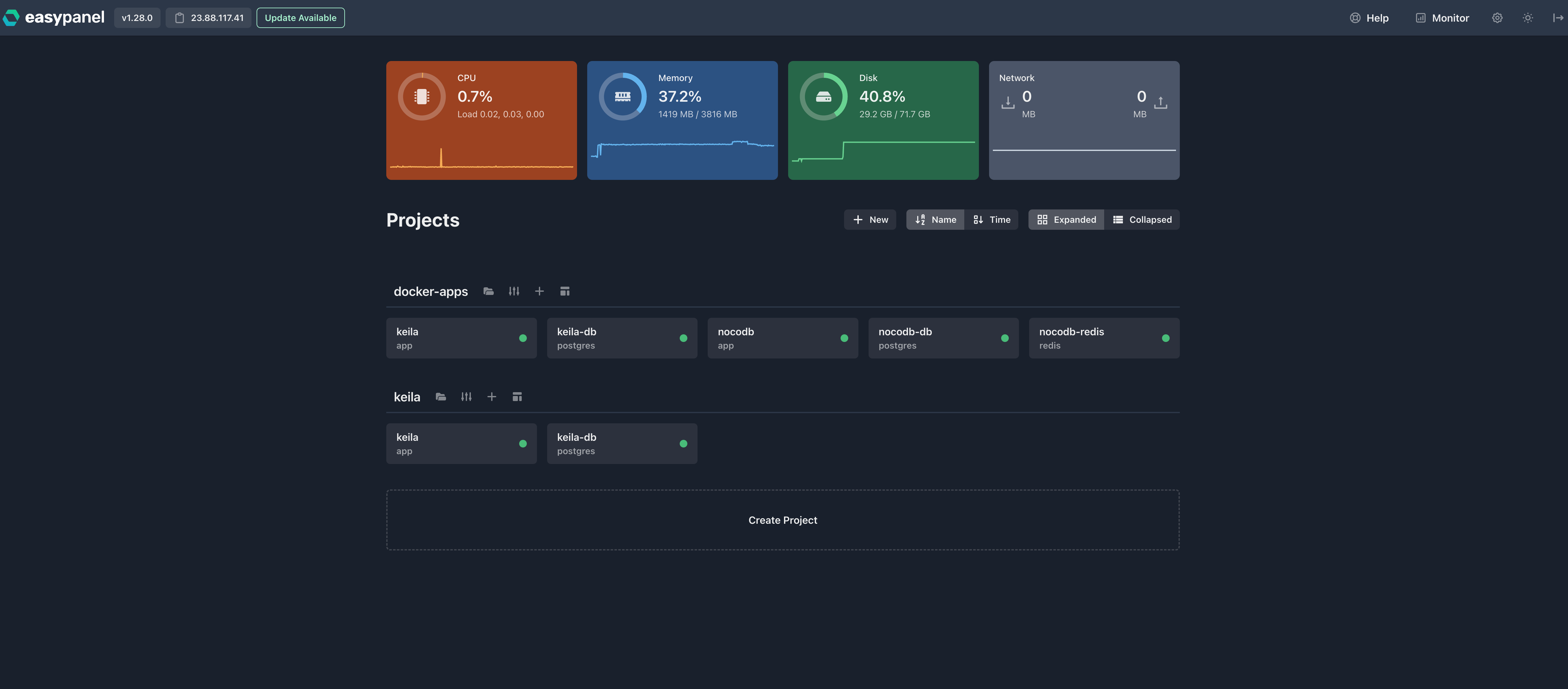 EasyPanel Interface