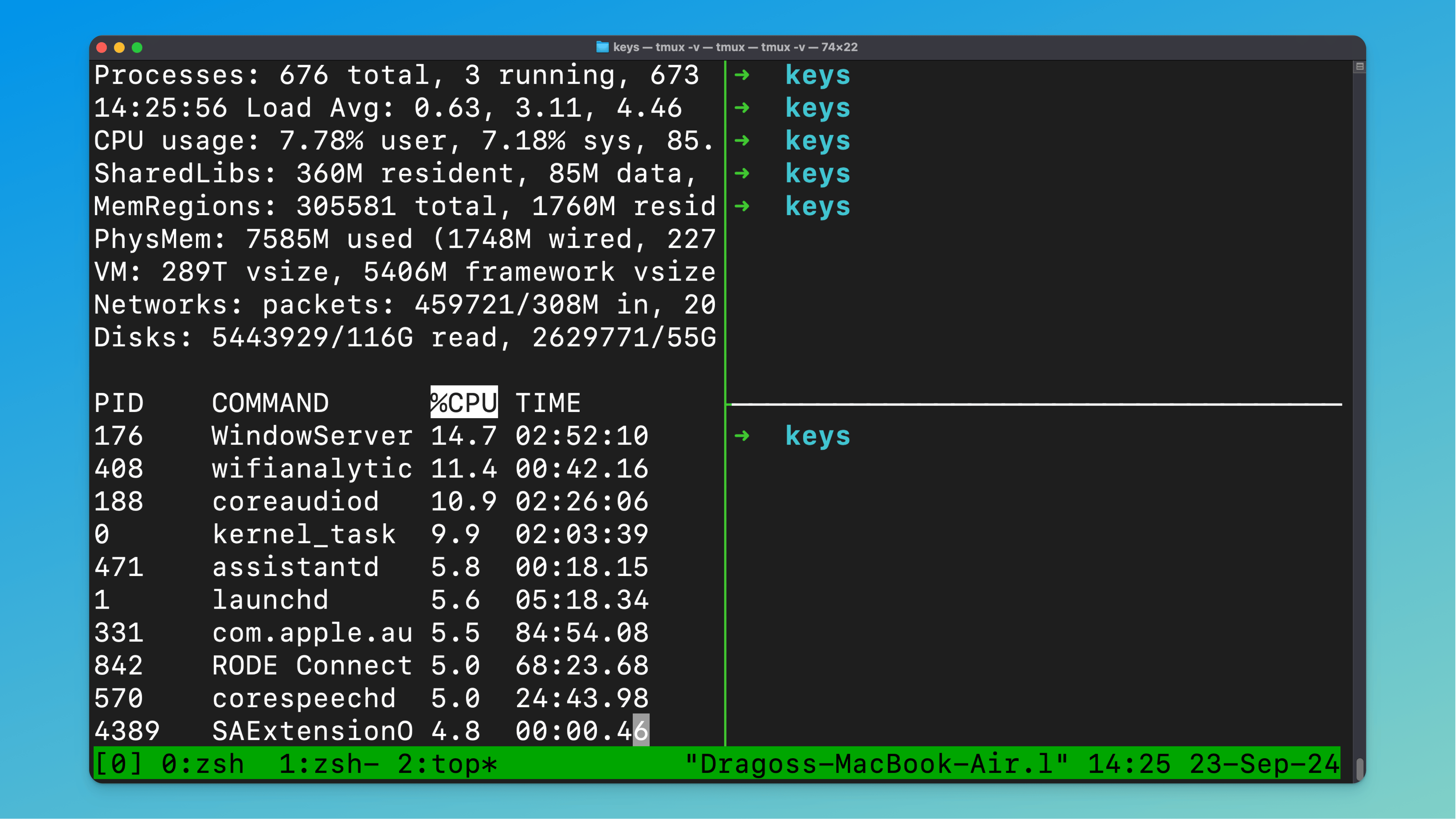 Tmux Splitting Panes